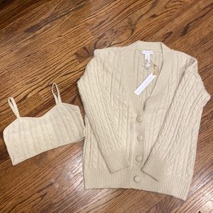 SOLD NWT House of Harlow 1960 Cable Knit Cardigan and Crop Top Set